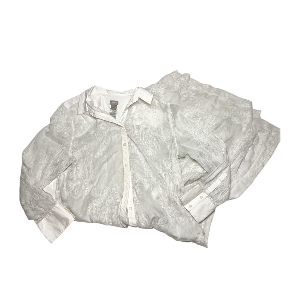 Chicos White Long Boho Swim Cover Up Size 16/18